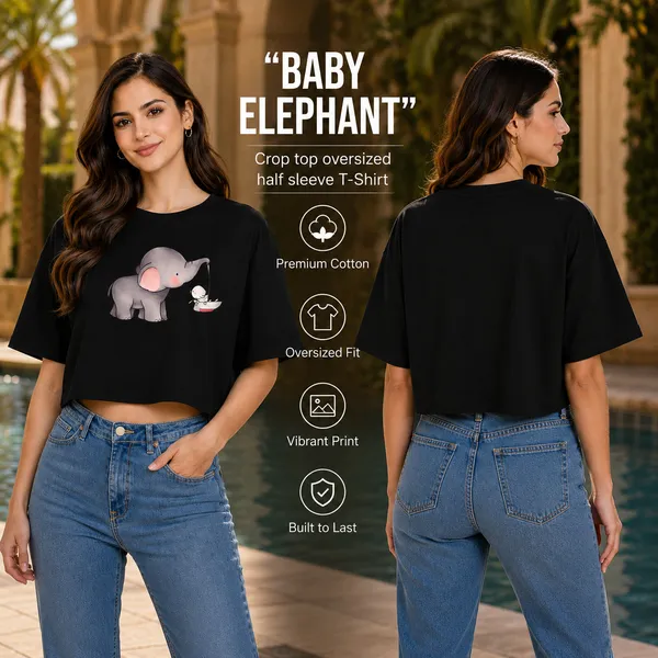 Womens_Oversized_Half_Sleeve_Crop_Top_-_Elephant_(220_Gsm_Interlock_Fabric)