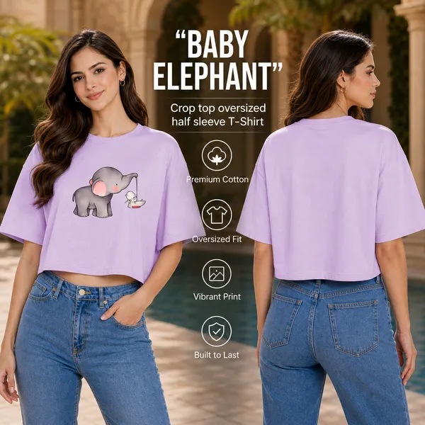 Womens_Oversized_Half_Sleeve_Crop_Top_-_Elephant_(220_Gsm_Interlock_Fabric)