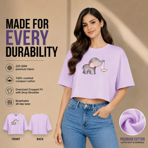 Womens_Oversized_Half_Sleeve_Crop_Top_-_Elephant_(220_Gsm_Interlock_Fabric)