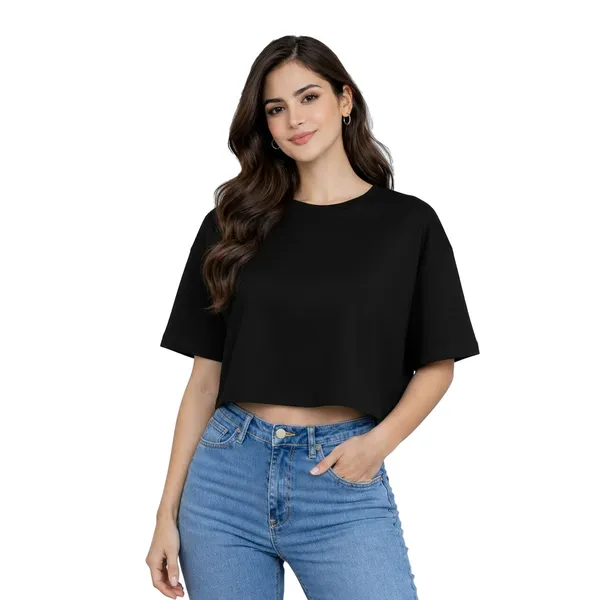 Womens_Plain_Crop_Top_Oversized_Half_Sleeve