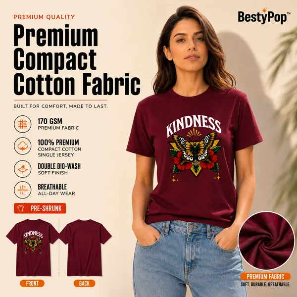 Womens_Crew_Neck_T-Shirt_-_Kindness_(170_Gsm_Single_Jersey)