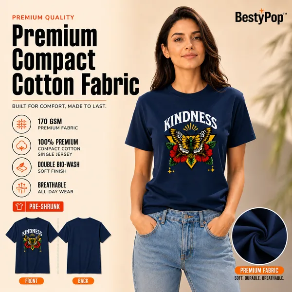 Womens_Crew_Neck_T-Shirt_-_Kindness_(170_Gsm_Single_Jersey)