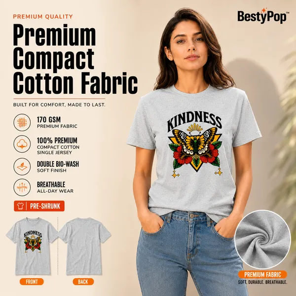Womens_Crew_Neck_T-Shirt_-_Kindness_(170_Gsm_Single_Jersey)