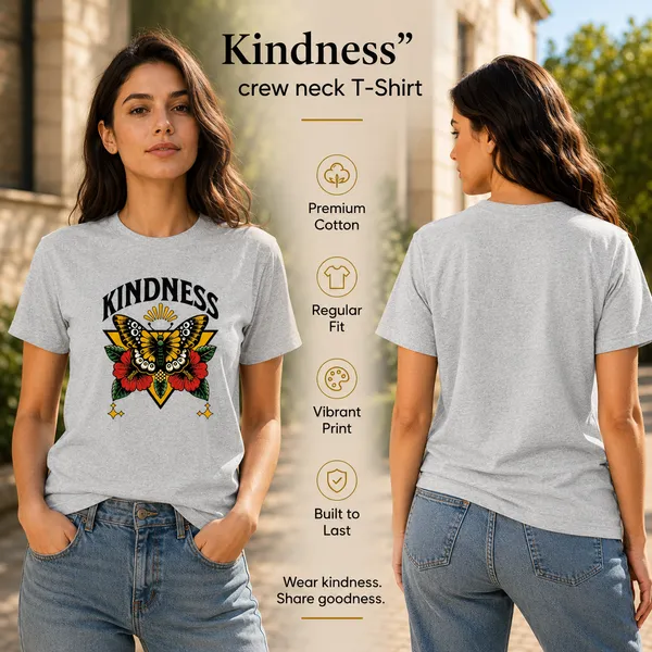 Womens_Crew_Neck_T-Shirt_-_Kindness_(170_Gsm_Single_Jersey)