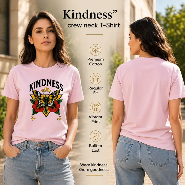 Womens_Crew_Neck_T-Shirt_-_Kindness_(170_Gsm_Single_Jersey)
