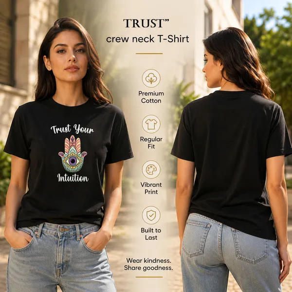 Womens_Crew_Neck_T-Shirt_-_Trust_Your_Intuition_(170_Gsm_Single_Jersey)