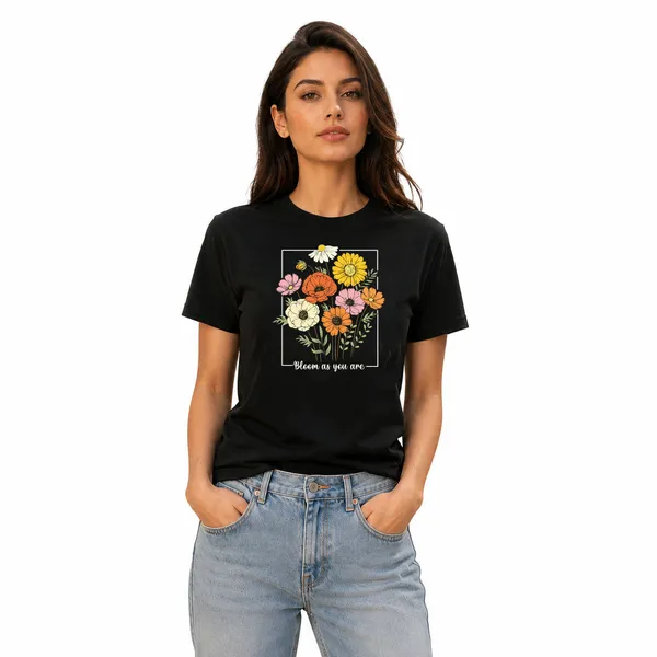 Womens_Crew_Neck_T-Shirt_-_Bloom_As_You_Are_(170_Gsm_Single_Jersey)