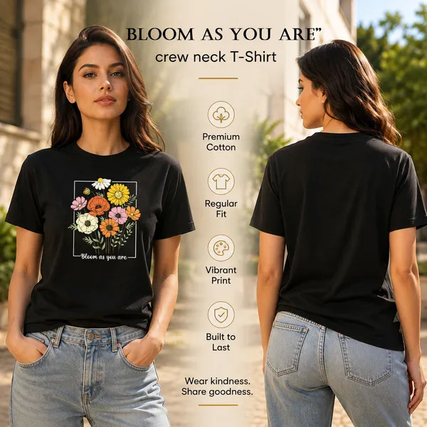 Womens_Crew_Neck_T-Shirt_-_Bloom_As_You_Are_(170_Gsm_Single_Jersey)