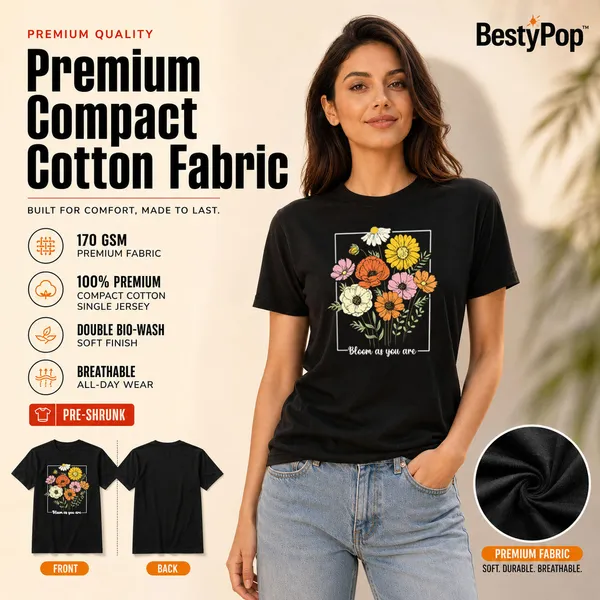 Womens_Crew_Neck_T-Shirt_-_Bloom_As_You_Are_(170_Gsm_Single_Jersey)
