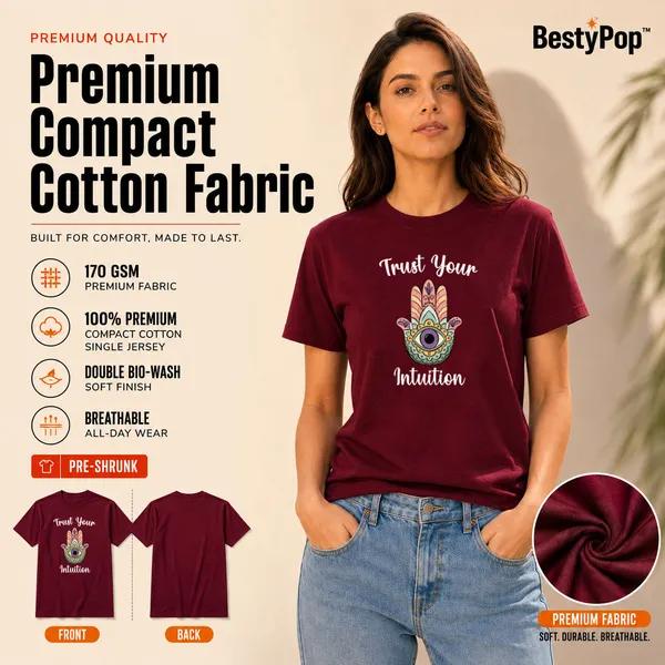 Womens_Crew_Neck_T-Shirt_-_Trust_Your_Intuition_(170_Gsm_Single_Jersey)