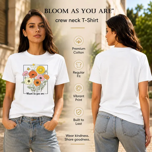 Womens_Crew_Neck_T-Shirt_-_Bloom_As_You_Are_(170_Gsm_Single_Jersey)