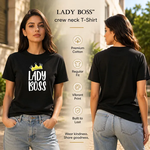 Womens_Crew_Neck_T-Shirt_-_Lady_Boss_(170_Gsm_Single_Jersey)