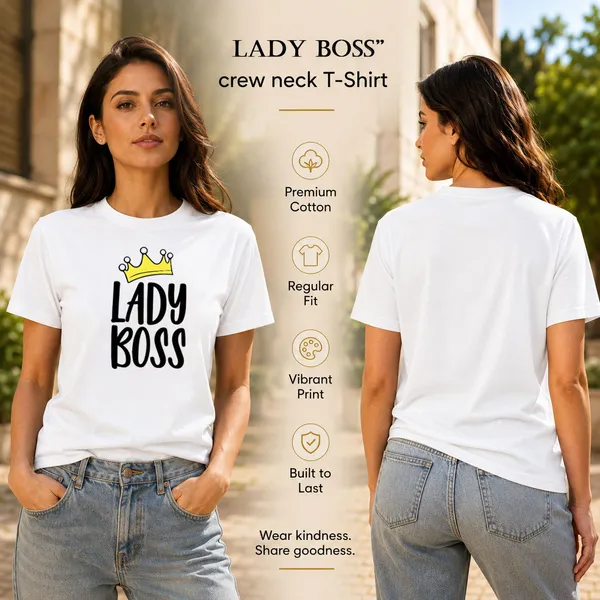 Womens_Crew_Neck_T-Shirt_-_Lady_Boss_(170_Gsm_Single_Jersey)
