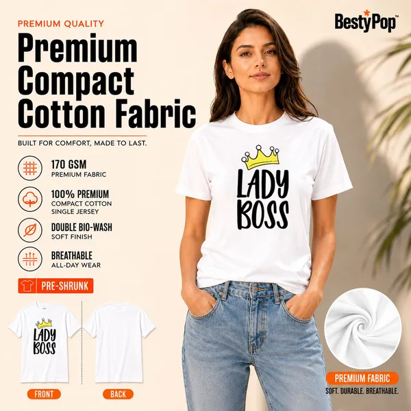 Womens_Crew_Neck_T-Shirt_-_Lady_Boss_(170_Gsm_Single_Jersey)