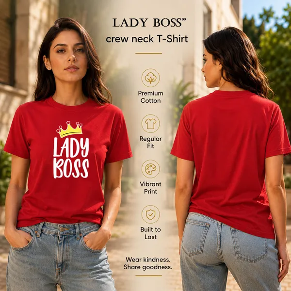 Womens_Crew_Neck_T-Shirt_-_Lady_Boss_(170_Gsm_Single_Jersey)