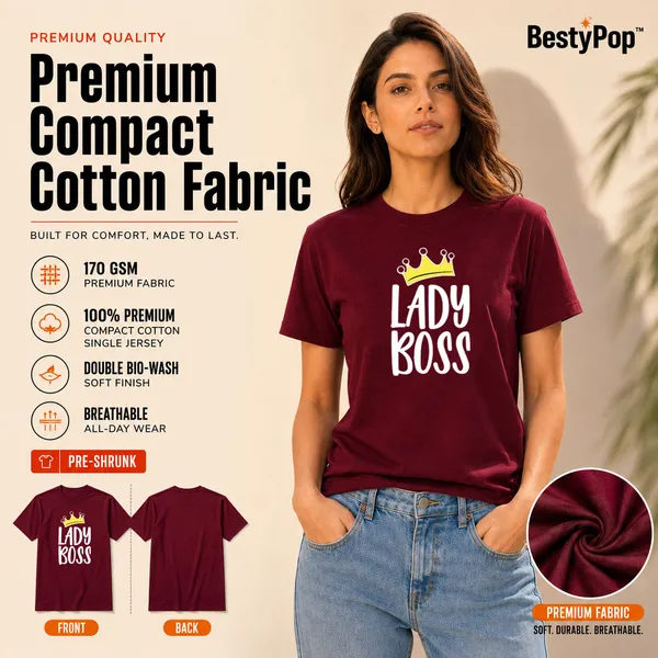 Womens_Crew_Neck_T-Shirt_-_Lady_Boss_(170_Gsm_Single_Jersey)
