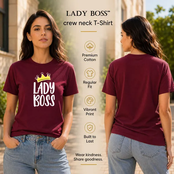 Womens_Crew_Neck_T-Shirt_-_Lady_Boss_(170_Gsm_Single_Jersey)