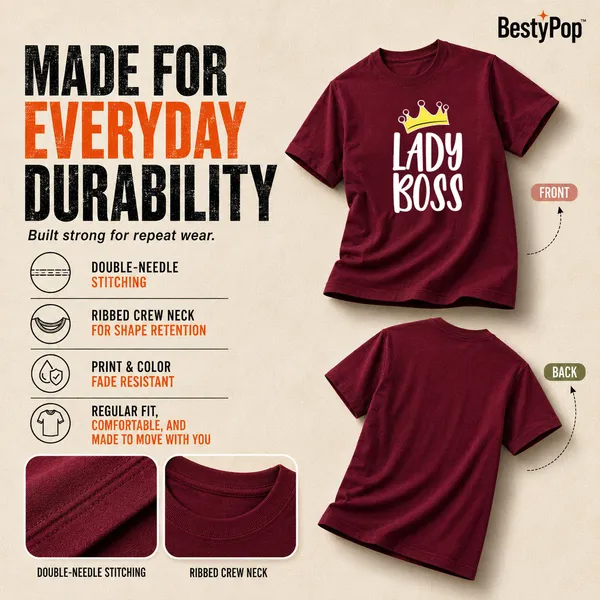Womens_Crew_Neck_T-Shirt_-_Lady_Boss_(170_Gsm_Single_Jersey)