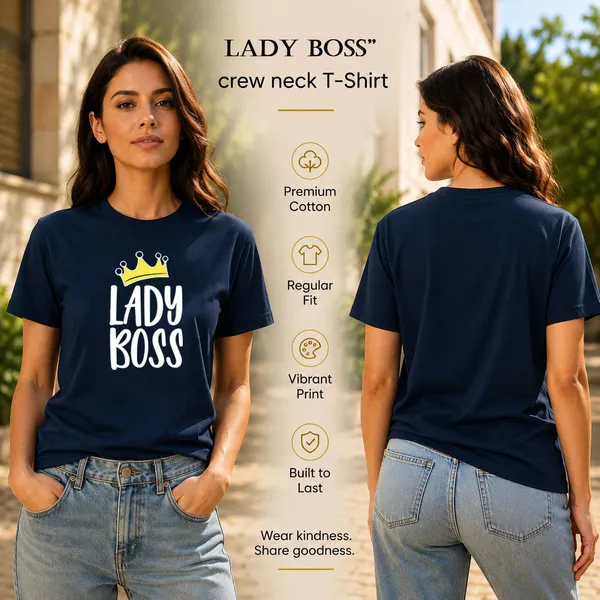 Womens_Crew_Neck_T-Shirt_-_Lady_Boss_(170_Gsm_Single_Jersey)