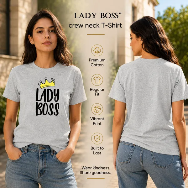 Womens_Crew_Neck_T-Shirt_-_Lady_Boss_(170_Gsm_Single_Jersey)