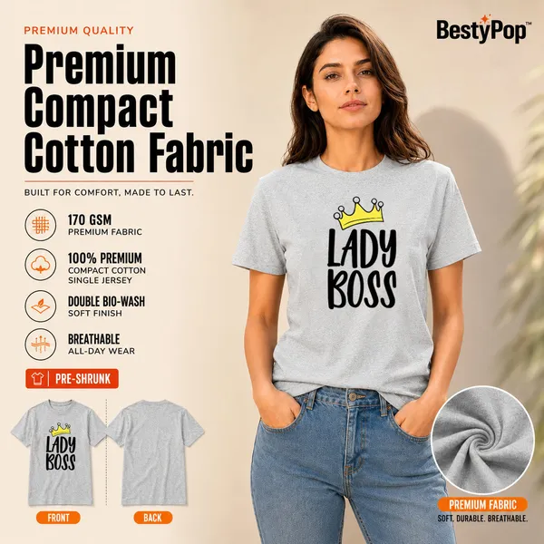 Womens_Crew_Neck_T-Shirt_-_Lady_Boss_(170_Gsm_Single_Jersey)