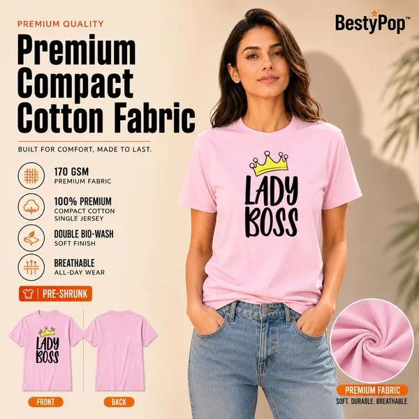 Womens_Crew_Neck_T-Shirt_-_Lady_Boss_(170_Gsm_Single_Jersey)