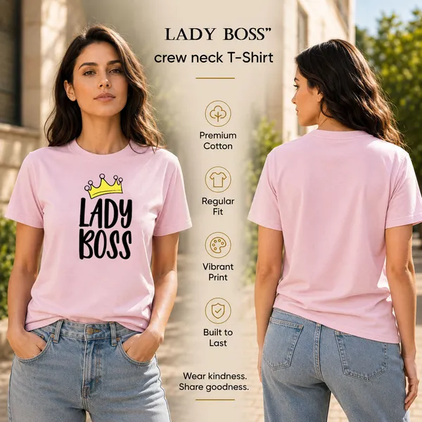 Womens_Crew_Neck_T-Shirt_-_Lady_Boss_(170_Gsm_Single_Jersey)