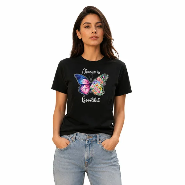 Womens_Crew_Neck_T-Shirt_-_Change_Is_Beautiful_(170_Gsm_Single_Jersey)