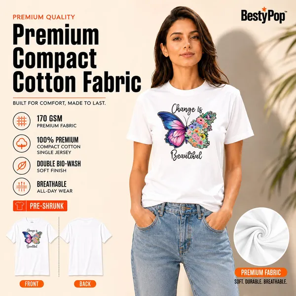 Womens_Crew_Neck_T-Shirt_-_Change_Is_Beautiful_(170_Gsm_Single_Jersey)