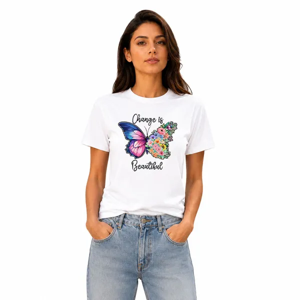 Womens_Crew_Neck_T-Shirt_-_Change_Is_Beautiful_(170_Gsm_Single_Jersey)