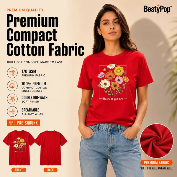 Womens_Crew_Neck_T-Shirt_-_Bloom_As_You_Are_(170_Gsm_Single_Jersey)