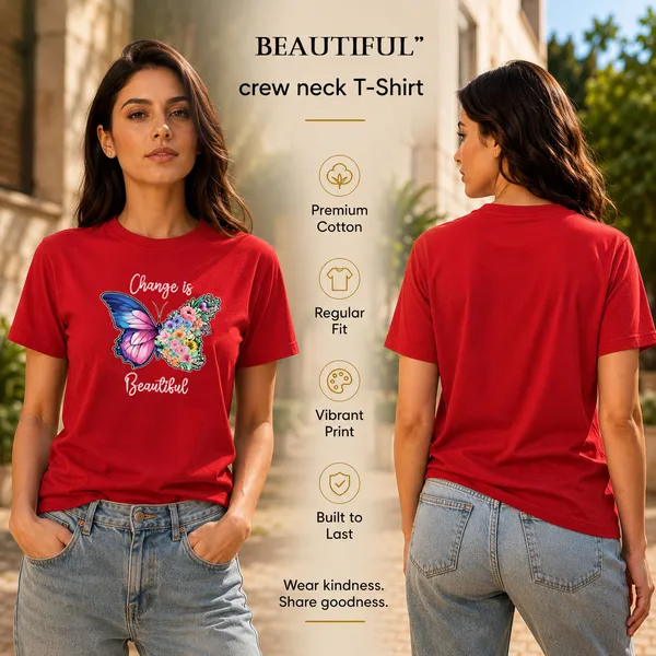 Womens_Crew_Neck_T-Shirt_-_Change_Is_Beautiful_(170_Gsm_Single_Jersey)