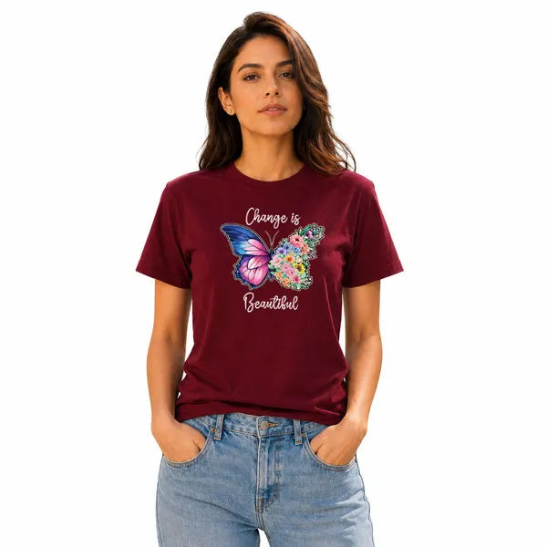 Womens_Crew_Neck_T-Shirt_-_Change_Is_Beautiful_(170_Gsm_Single_Jersey)