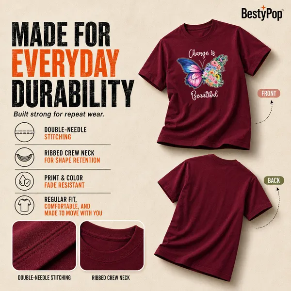 Womens_Crew_Neck_T-Shirt_-_Change_Is_Beautiful_(170_Gsm_Single_Jersey)