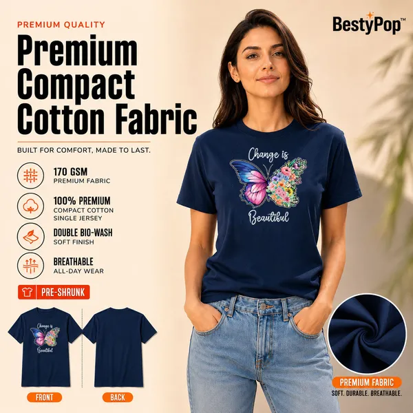 Womens_Crew_Neck_T-Shirt_-_Change_Is_Beautiful_(170_Gsm_Single_Jersey)