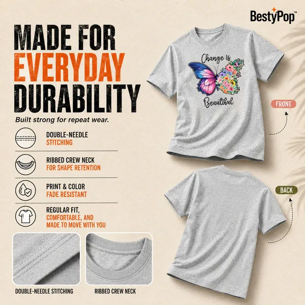 Womens_Crew_Neck_T-Shirt_-_Change_Is_Beautiful_(170_Gsm_Single_Jersey)