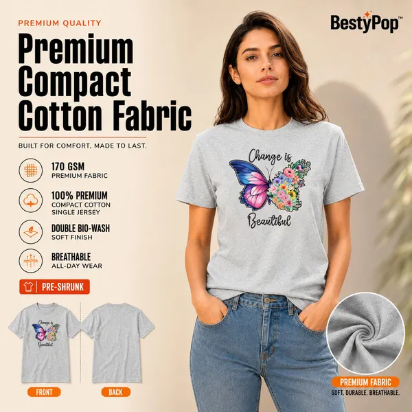 Womens_Crew_Neck_T-Shirt_-_Change_Is_Beautiful_(170_Gsm_Single_Jersey)
