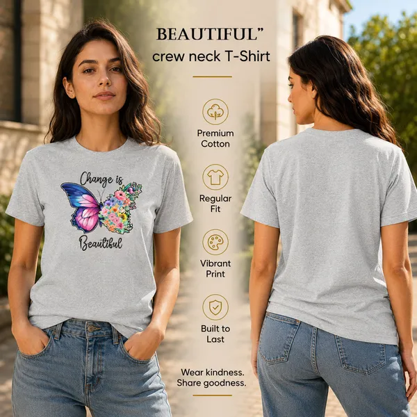 Womens_Crew_Neck_T-Shirt_-_Change_Is_Beautiful_(170_Gsm_Single_Jersey)