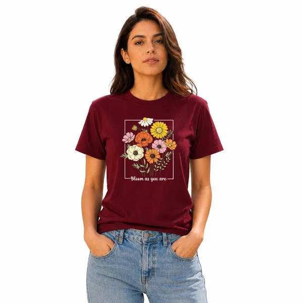 Womens_Crew_Neck_T-Shirt_-_Bloom_As_You_Are_(170_Gsm_Single_Jersey)