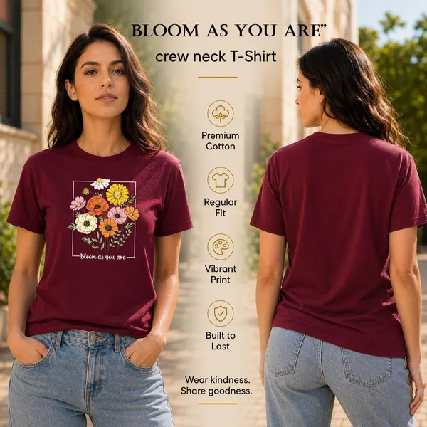 Womens_Crew_Neck_T-Shirt_-_Bloom_As_You_Are_(170_Gsm_Single_Jersey)