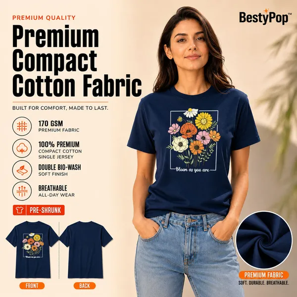 Womens_Crew_Neck_T-Shirt_-_Bloom_As_You_Are_(170_Gsm_Single_Jersey)
