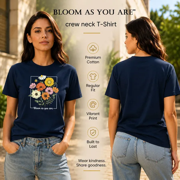 Womens_Crew_Neck_T-Shirt_-_Bloom_As_You_Are_(170_Gsm_Single_Jersey)
