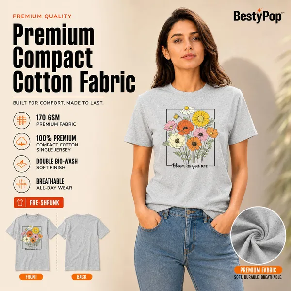 Womens_Crew_Neck_T-Shirt_-_Bloom_As_You_Are_(170_Gsm_Single_Jersey)