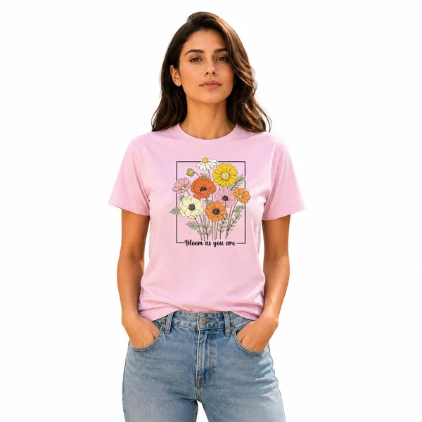 Womens_Crew_Neck_T-Shirt_-_Bloom_As_You_Are_(170_Gsm_Single_Jersey)
