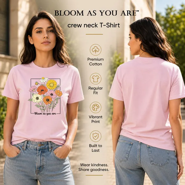 Womens_Crew_Neck_T-Shirt_-_Bloom_As_You_Are_(170_Gsm_Single_Jersey)