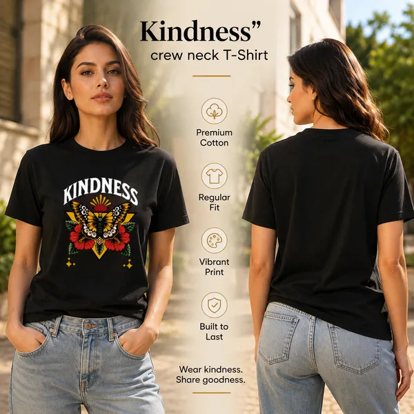 Womens_Crew_Neck_T-Shirt_-_Kindness_(170_Gsm_Single_Jersey)