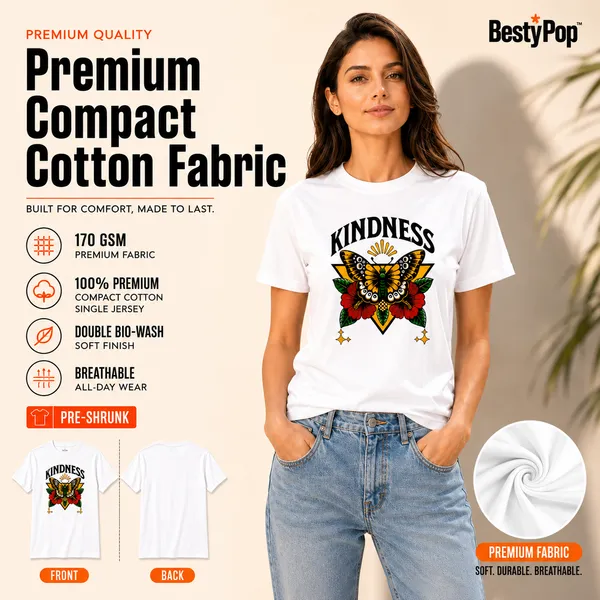 Womens_Crew_Neck_T-Shirt_-_Kindness_(170_Gsm_Single_Jersey)