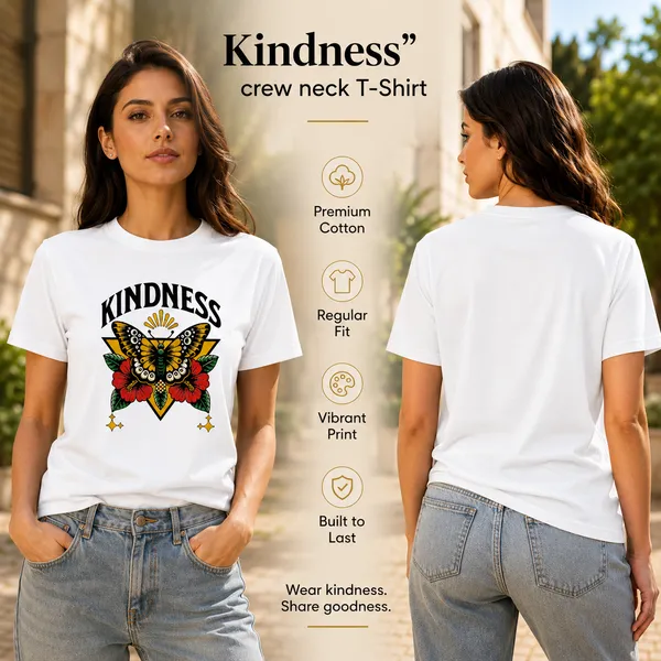 Womens_Crew_Neck_T-Shirt_-_Kindness_(170_Gsm_Single_Jersey)