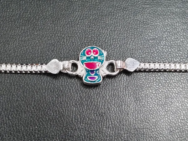 Silver_Tone_Doraemon_Enamel_Charm_Bracelet_For_Unisex