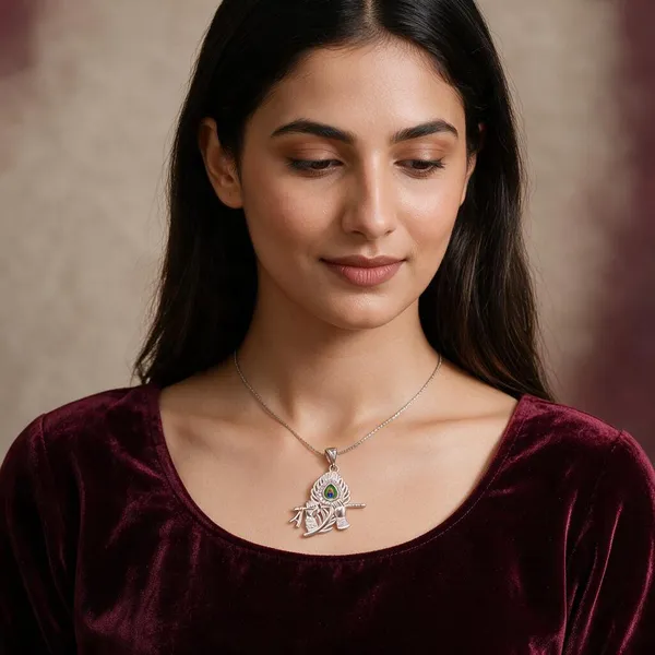 Silver_Peacock_Feather_Pendant_For_Women